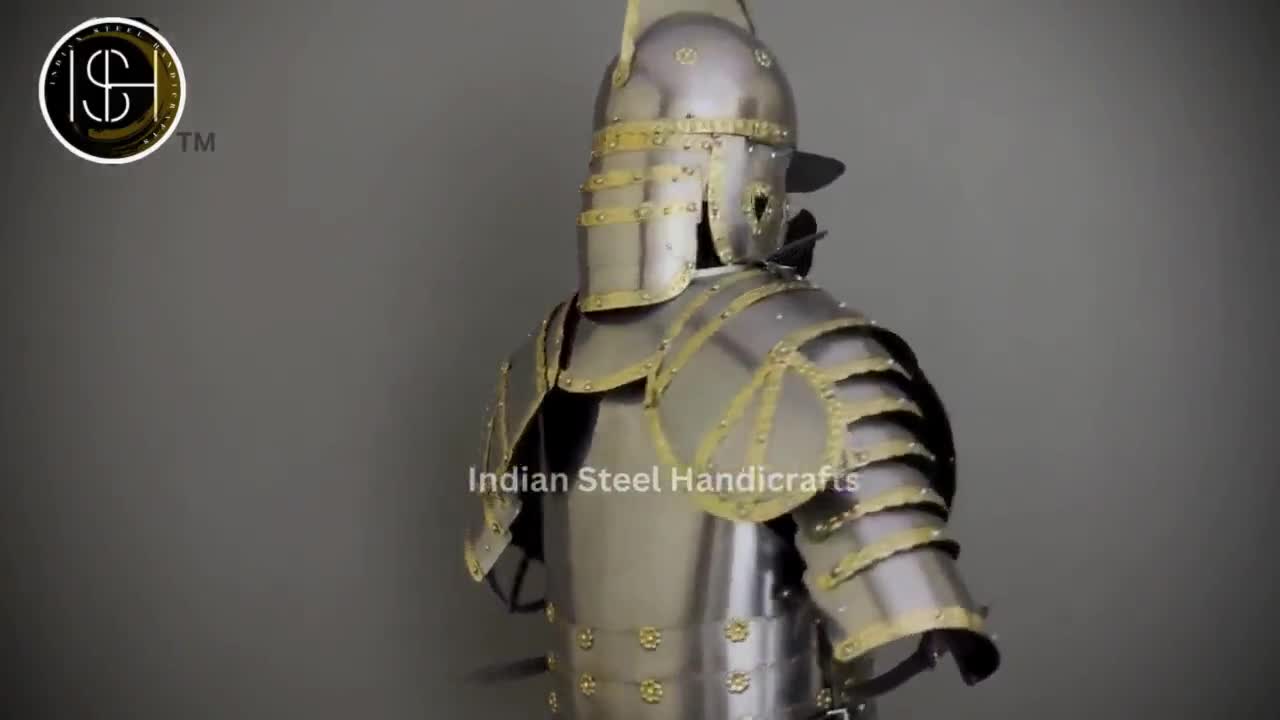 中世の軽騎兵用鋼鉄鎧：真鍮装飾付きコスプレLARPコスチューム - Etsy 日本